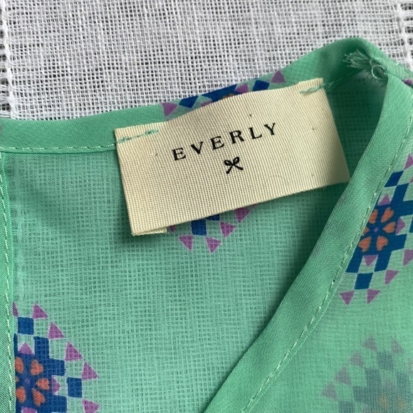 Everly boho sheer blouse in soft turquoise. - Picture 7 of 14